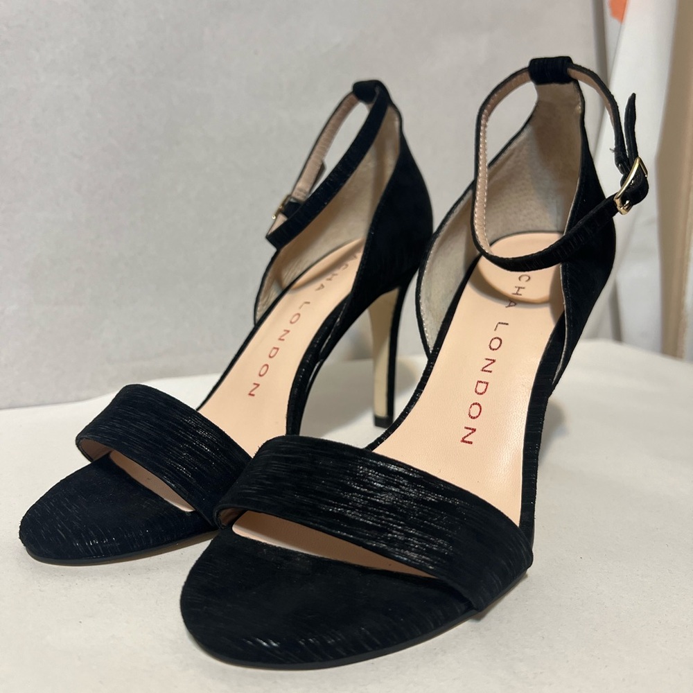 New Sacha London Leather Handmade Black Open-Toe Sandals High Heels - Picture 5 of 14